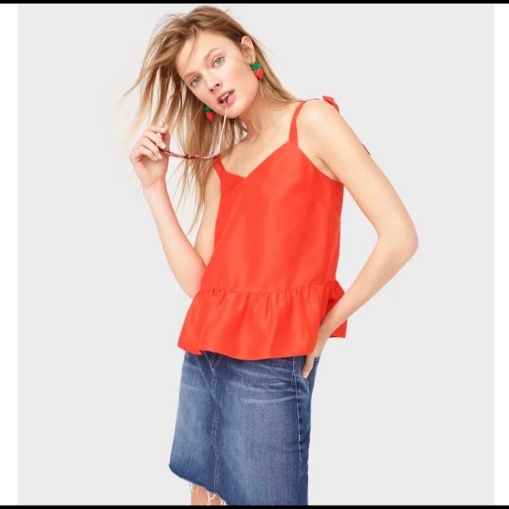 J.Crew Silk Tie-shoulder Peplum